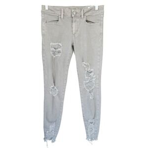 T11 American Eagle Super Stretch X Jegging Grey Distressed Skinny Jeans 6 Reg